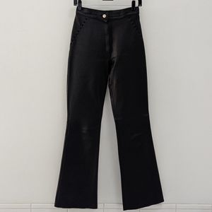 High-Rise Leather Bootcut Leg Pants